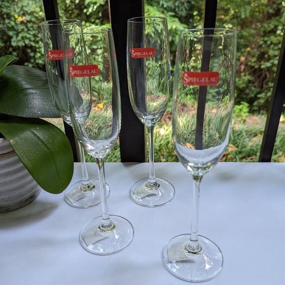 SPIEGELAU Salute Crystal Champagne Wine Glasses Set of 4 - Picture 6 of 10